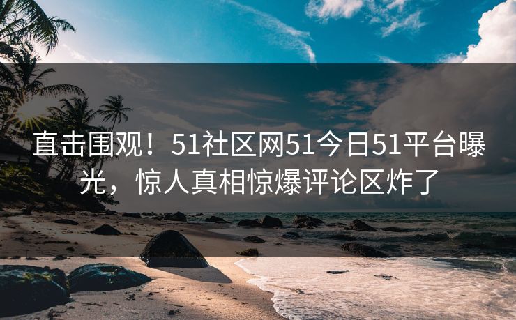直击围观！51社区网51今日51平台曝光，惊人真相惊爆评论区炸了  第1张